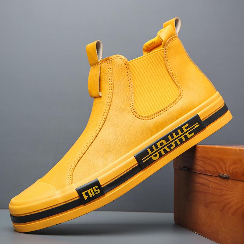 Новые мужские кожаные ботинки корейский тренд удобная мужская обувь британская мода мужские высокие кроссовки новые мокасины мужские
