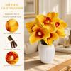 6 Stems Faux Orchid Decor Iron Wire Stem Silk Orchid Decorations Fake Orchid Bouquet  For Parties