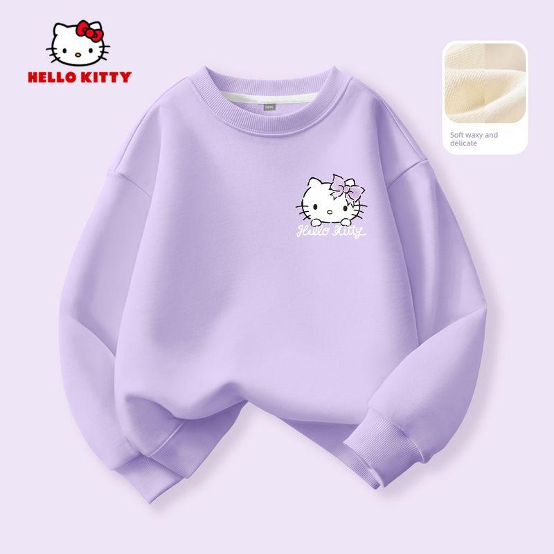 Флисовая толстовка для девочек Hello Kitty Красная 2025 Новая Стильная для Детей Старшего Возраста Детская Знак Зодиака Топ Модный