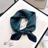Versatile Retro Blue Mulberry Silk Scarf: Women's Fashionable Small Square for Spring & Autumn