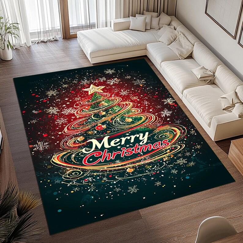 Рождественский коврик для двери Merry Xmas Праздничный ковер для декора дома Праздничный новогодний подарок Нескользящий дизайн