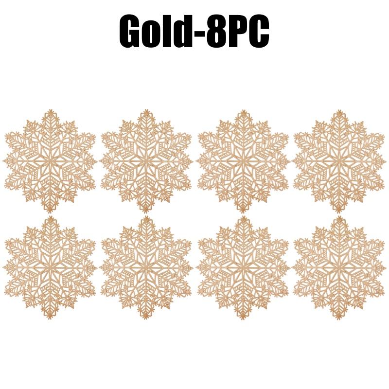 Snowflake Hollow PVC Bronzing Table Mat Mug Coaster for Coffee Tableware Cup Pads Christmas Decoration Kitchen Accessories