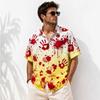 Fashion Horror Halloween Bloody Handprint Printing Shirt Hawaiian Beach Vacation Clothing Men's Street Style Shirt Daily Men's and Women's Shirt