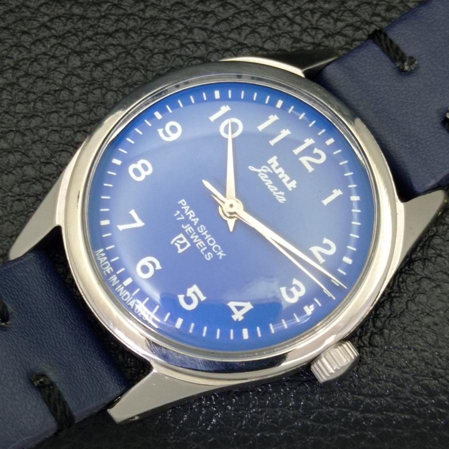 USED HMT JANATA AUTHENTIC INDIAN MENS HAND-WINDING BLUE DIAL WATCH A430060-2 R101-a430060