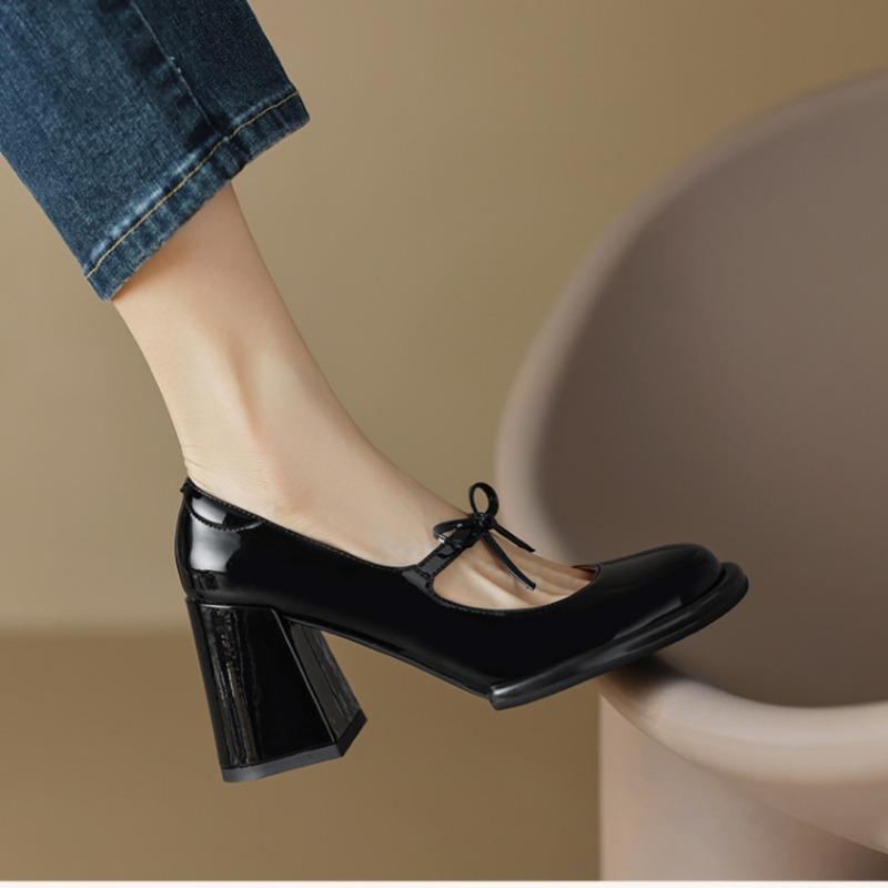 Модная французская женская обувь на высоком каблуке 2024 года, весна, новые ретро-туфли на красной платформе из кожи, элегантные женские туфли на каблуке для вечеринок, свадеб, повседневные