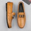 Fashion Genuine Leather Mens Loafers Simple Slip-On Casual Shoes Lightweight Driving Shoes Versatile Moccasins Fashion Man Walking Shoes