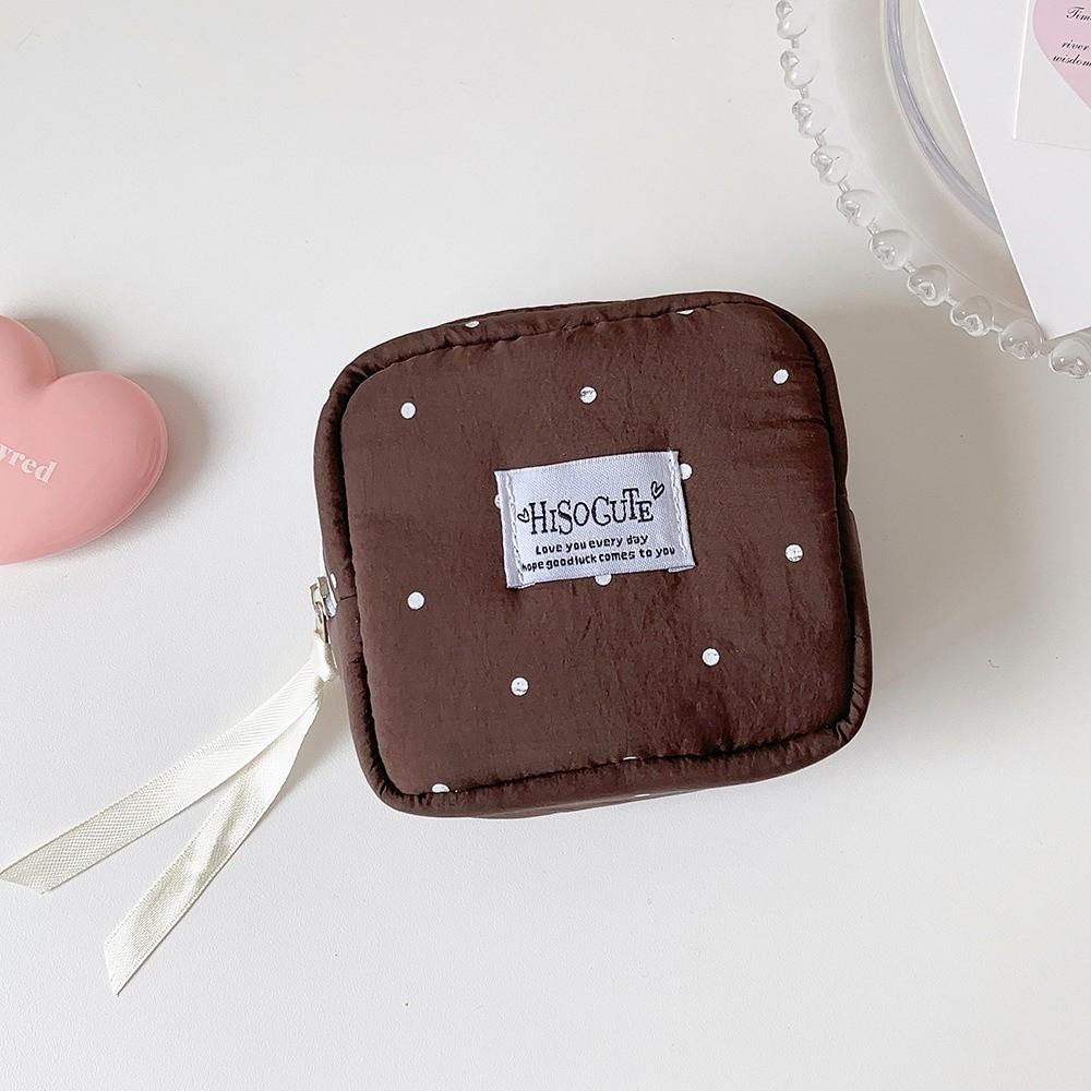 Polka Dot Sanitary Napkin Storage Bag Large Capacity Lipstick Key Portable Cosmetic Bag  Student