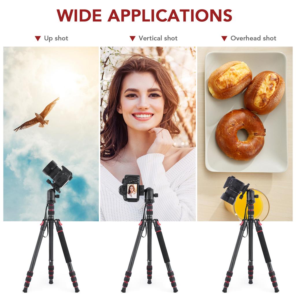 Andoer TTT-008 200cm/78.7in Adjustable Carbon Fiber Camera Tripod Stand Monopod 12KG Payload with