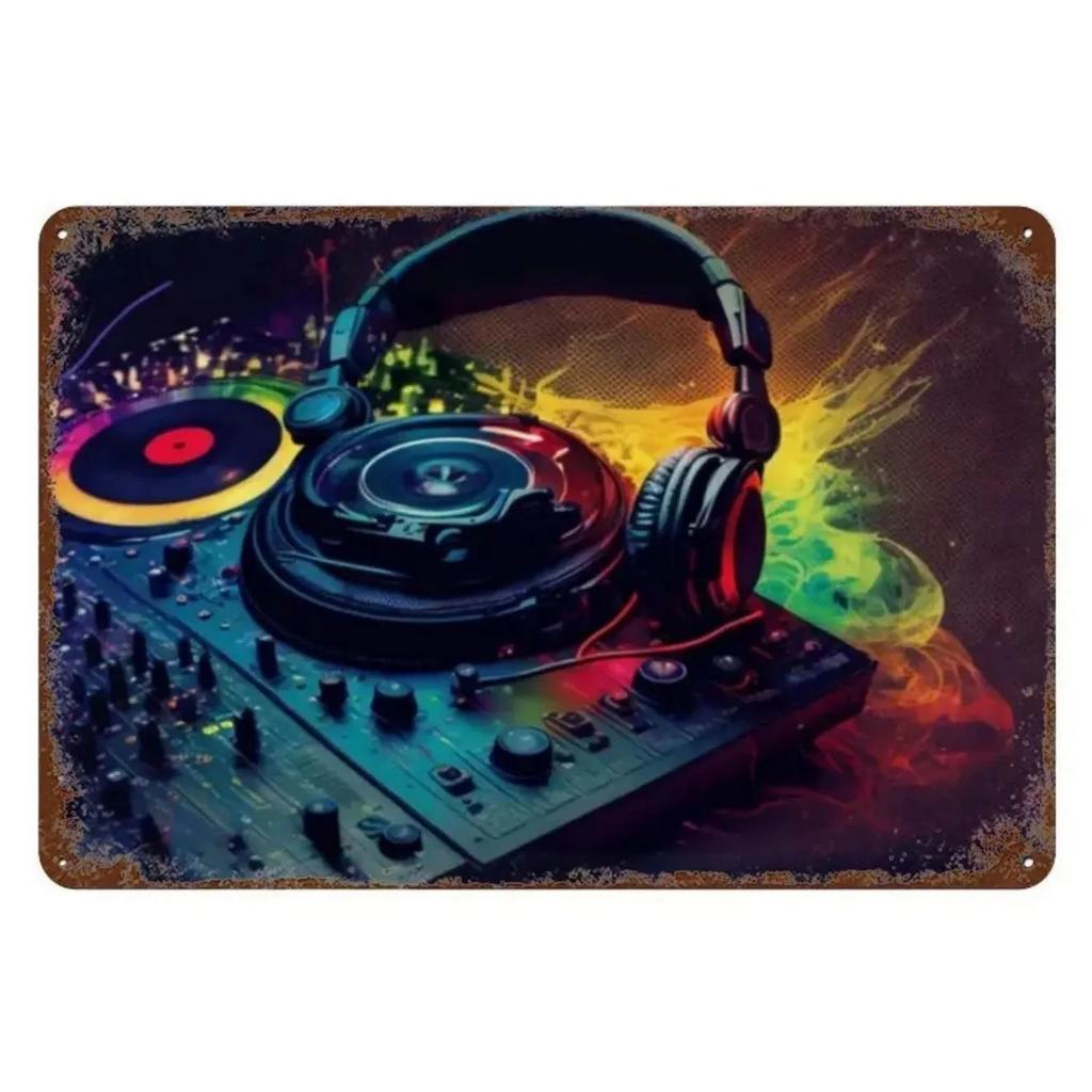 Metal Tin Signs Lighting DJ Wall Decoration Plaque Vintage Art Poster Iron Painting for Man Cave Home Cafe Game Room Club Bar