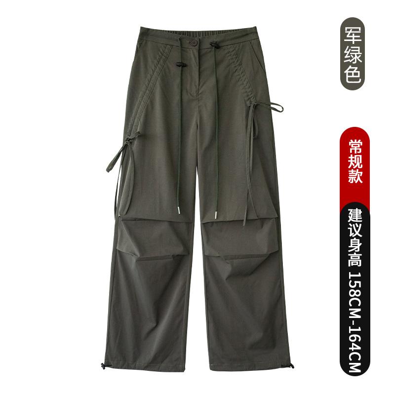 Женский комбинезон с широкими штанинами и бантом, новинка весны и осени, с высокой талией, облегающий, свободные брюки прямого кроя, спортивные повседневные брюки