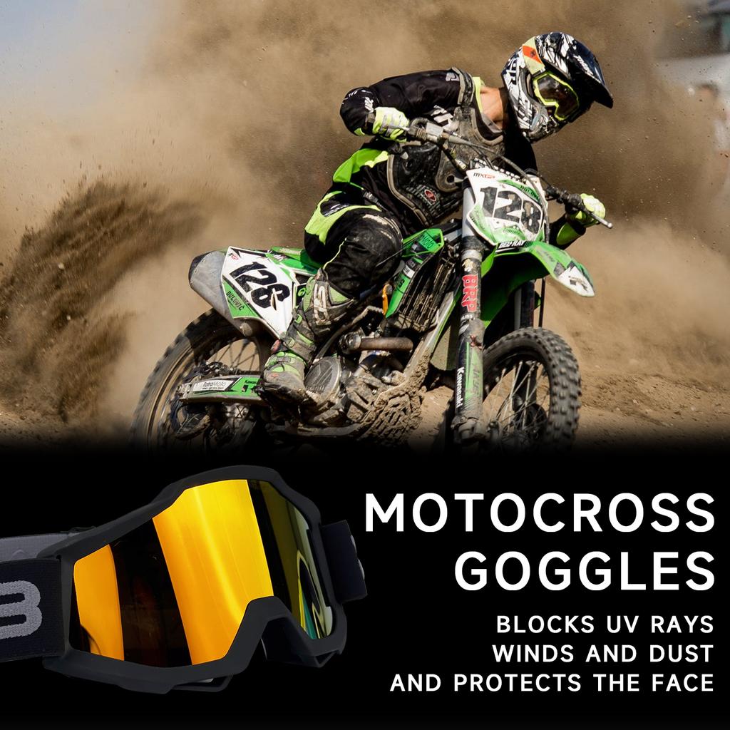 NAFEIB Lightweight Motocross Goggles Windproof Impact-Resistant HD Vision for MTB ATV Off-Road Riding