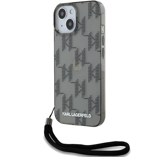 Karl Lagerfeld KLHCP15SHKDPNSK iPhone 15 / 14 / 13 6.1" black/black hardcase IML Mono KL Pattern & Cord