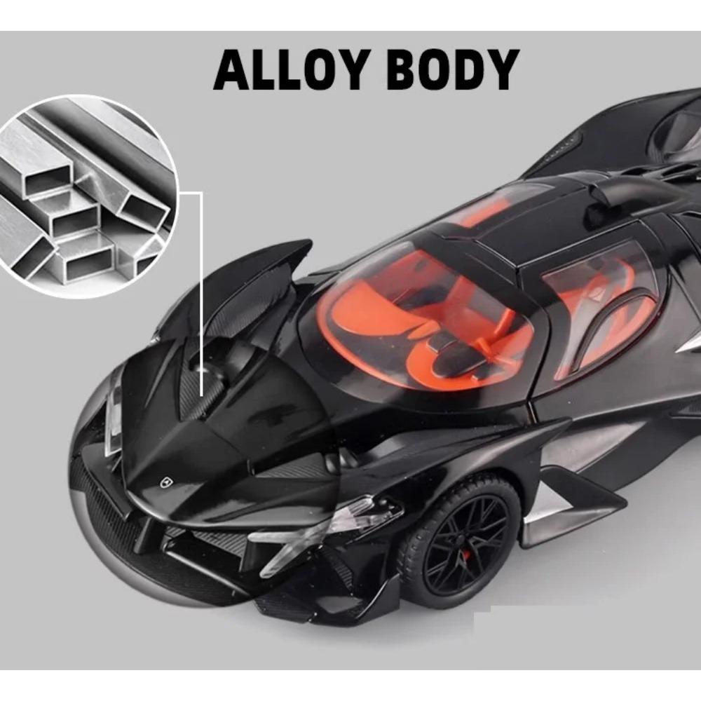 Масштаб 1/24 Проект Аполлон EVO Суперкар Литой сплав Модель автомобиля Звук и свет Коллекционные украшения Игрушки для мальчиков Подарки для детей