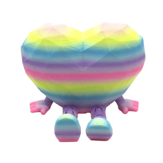 Sitting Heart Ornament Cute Heart Figurine with Movable Legs Home Office Desk Shelf Love Heart Statue Gift for Lovers Friends