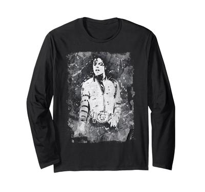 Michael Jackson Bad World Tour 1988 Черно-белый с разводами Лонгслив