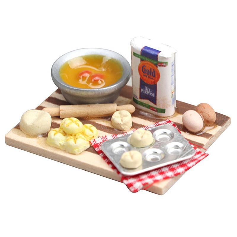 Миниатюрный набор для выпечки, кухонная еда, кукольный домик 1:12 Масштабных аксессуаров Мини-еда Яйца Молоко Хлеб Модель Ролевая игра Сцена