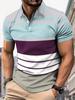Мужская футболка с коротким рукавом, летняя, с принтом полосок и цветовыми блоками, с лацканами
