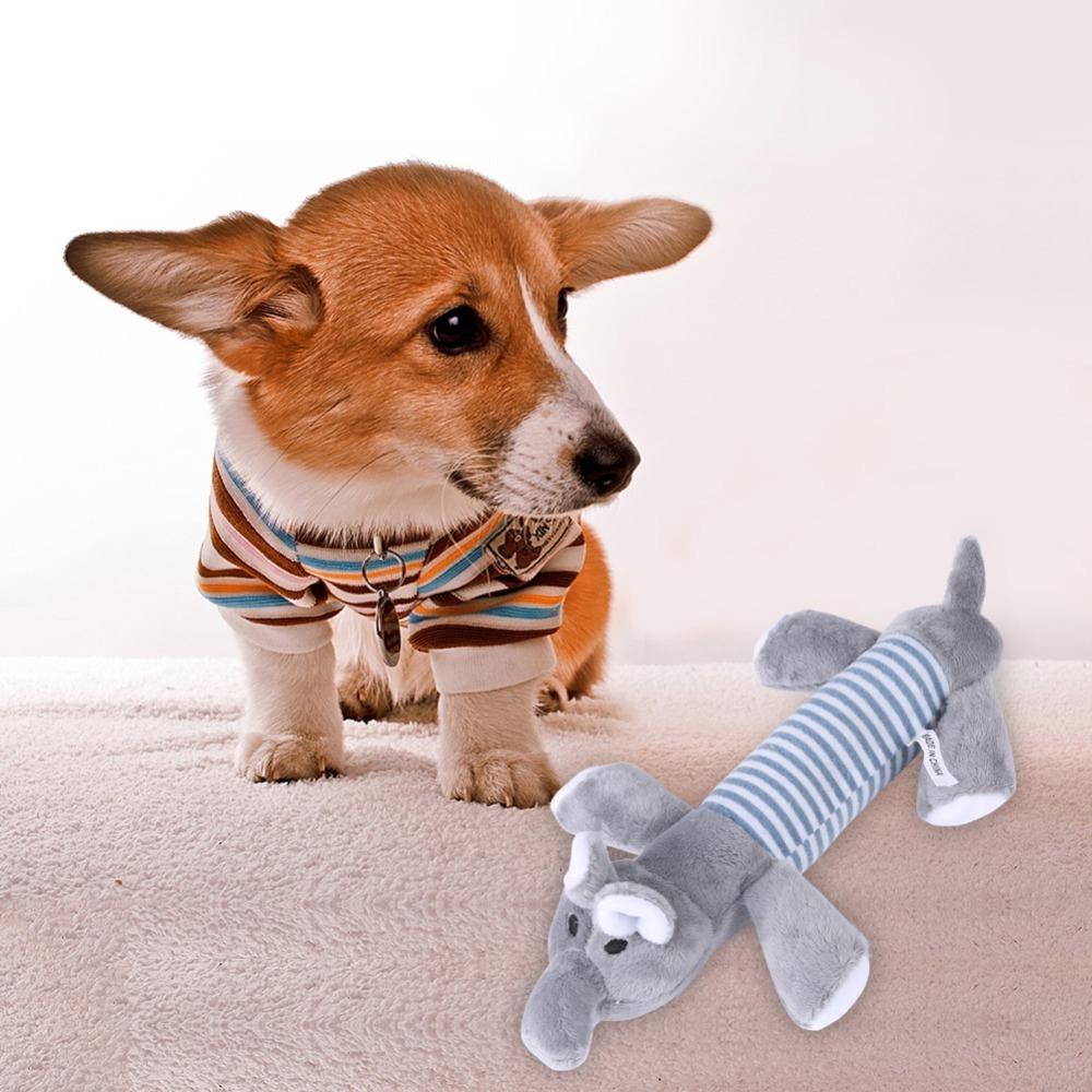 Soft Plush Fabric Dog Squeaky Toy Striped Pattern Striped Elephant Toy Dog Chewing Play