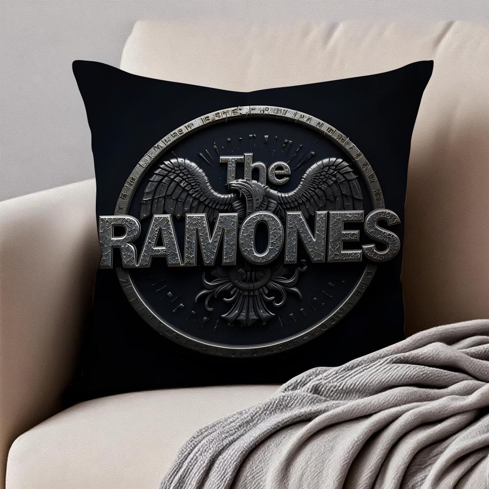 Band Punk RRamones Cushion Cover Pillowcase Antidustmite Invisible Zipper Short Plush Sofa Cushion