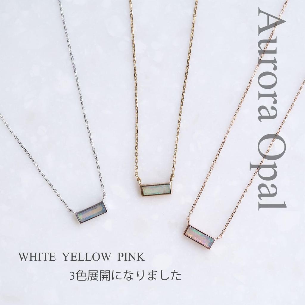 SOI Opal Necklace Yellow Gold Natural Stone Elegant and Delicate 309N0079 (10K / 40cm) Accessory, (October Birthstone), Jewelry, Gift,