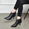 High Heel 7cm New Slim Heels High Heels Small Heels Slim Short Boots Women's Genuine Leather Shoes Single Boot Pointed Toe