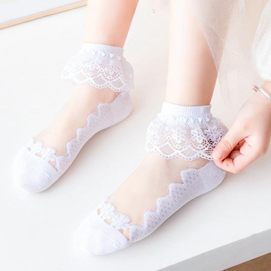 5 Pairs Baby Socks Super Soft Wear Resistant Cotton Infant Lace Socks Turn Cuff Ruffle Princess Socks