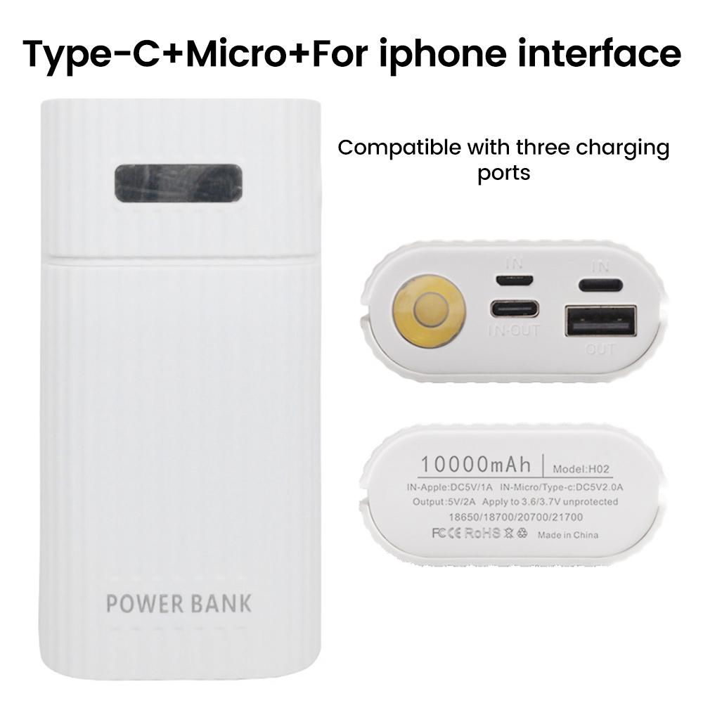 Корпус для Power Bank с аккумуляторами 18650/21700 Без пайки Быстрая зарядка Зарядное устройство DIY USB Power Bank для мобильного телефона