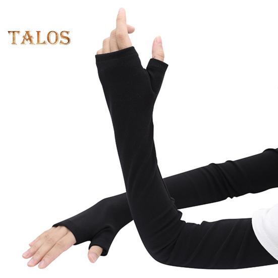 1 пара перчаток осень-зима без пальцев трикотажные высокоэластичные сенсорные нескользящие утеплители для рук длиной до локтя нарукавники сохраняют тепло ветрозащитные для велоспорта