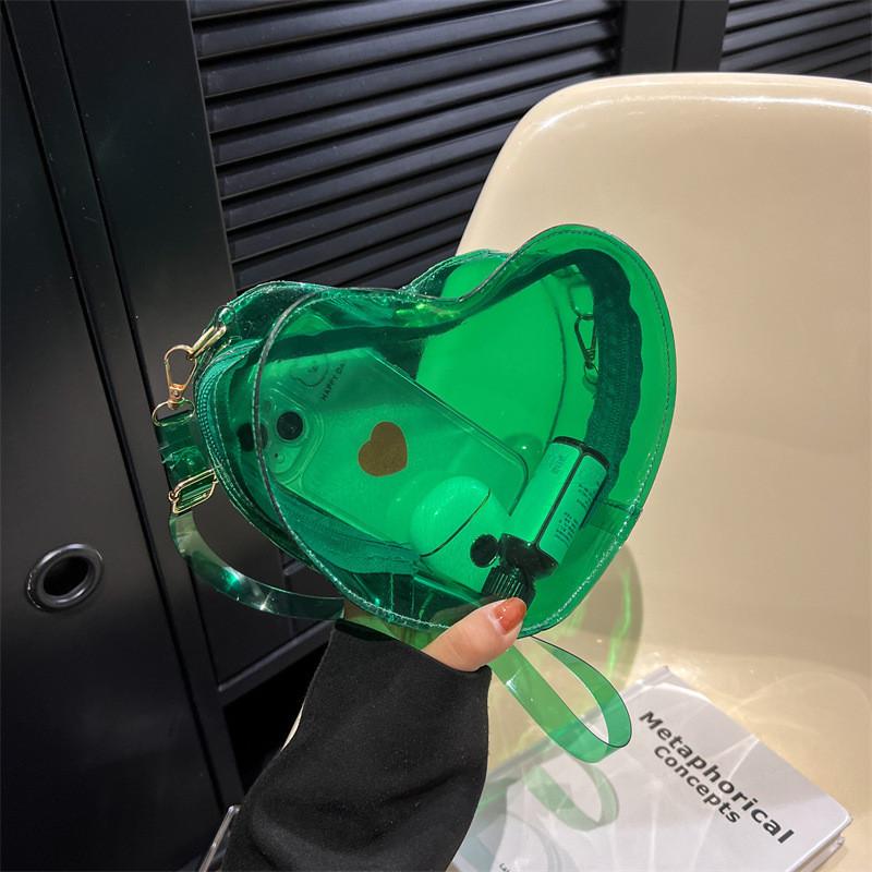 Fashionable Heart-shaped Pvc Shoulder Bag With Street Style Elements For Women