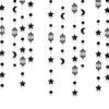Gold Silver Eid Mubarak Banners Glitter Paper DIY Paper Star Moon Lantern Ceiling Hanging Pull Flag Hang Garland