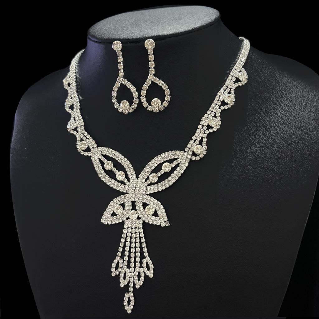 Полный бриллиант, полые большие серьги-колье с бабочками, комплект серег, свадебное платье, модное индивидуальное женское ожерелье, свадебные украшения