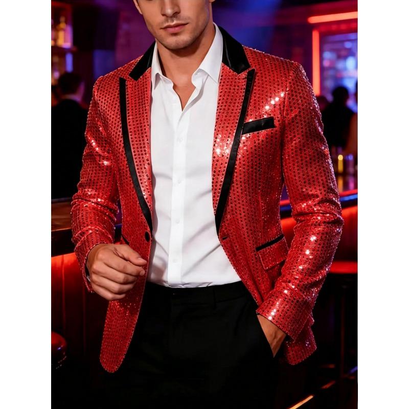 Mens Pink Sequin Tuxedo Blazer Jacket