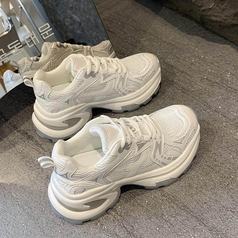 Модные туфли для папы на платформе Muffin, женская обувь 2024 года, подходящая для всех сезонов, со шнуровкой, дышащая, повседневная спортивная обувь, прилив