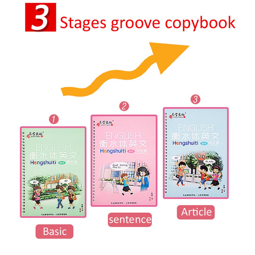 Practice Magic Copy Books 3D Groove English Copybook Learning for Children Junior Students Handwriting 1 Book With 6 Refills