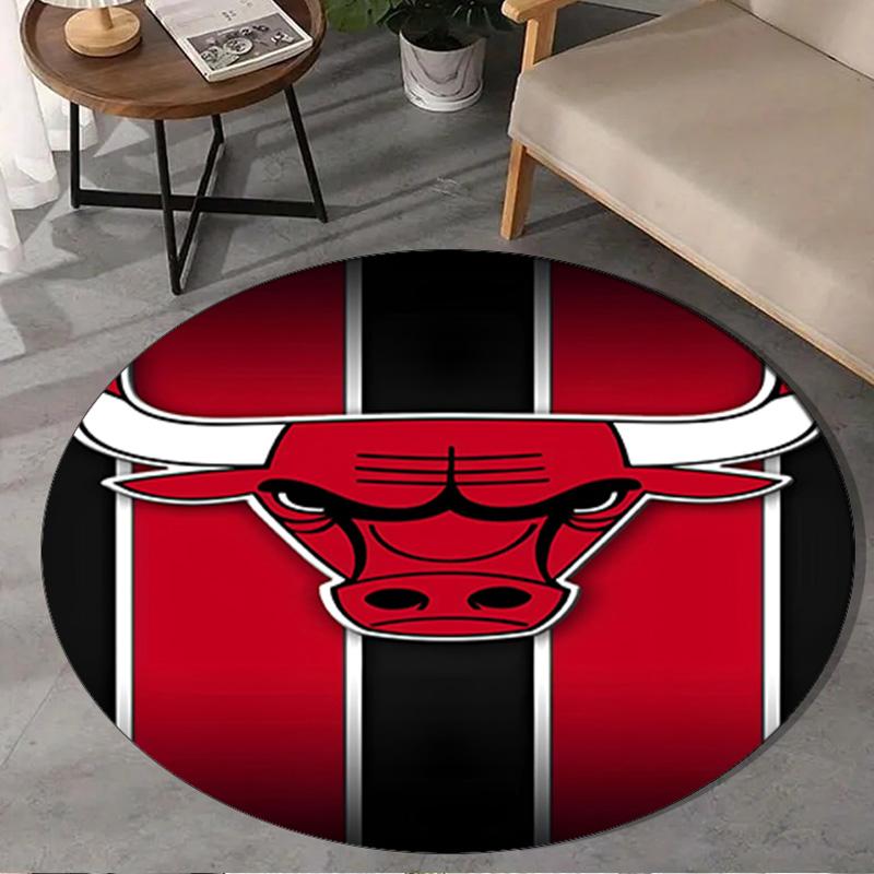 1PC Chicago Neon Cityscape Round Rug, Non-slip Chair Mat, Home Decor, Circle Carpet Perfect for Office, Bedroom, Living Room,Christmas gift