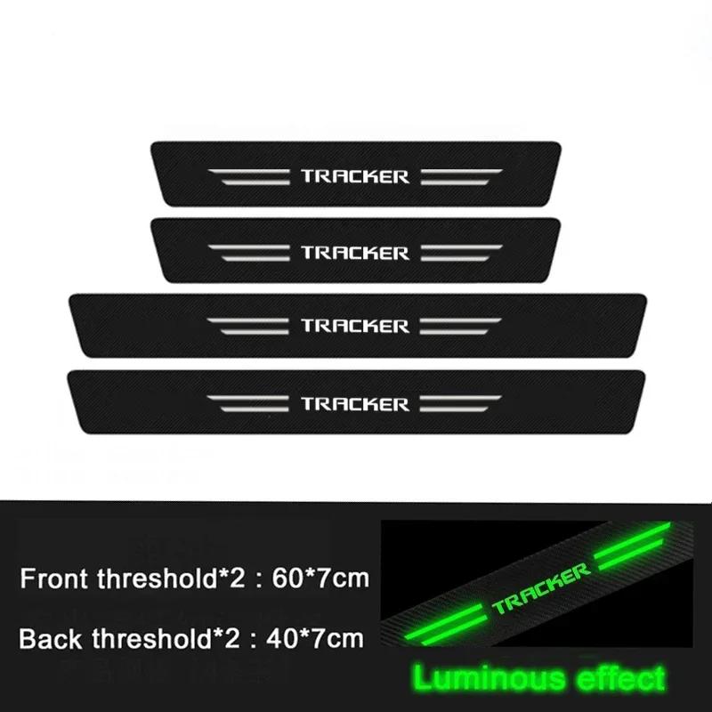 AABHE1 Car Threshold Scuff Plate Carbon Fiber Trunk Sill Protector Sticker For Chevrolet TRACKER Badge Door Welcome Pedal Guards Decals