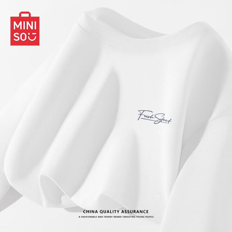 MINISO Мужская футболка с длинным рукавом из чистого хлопка, плотная