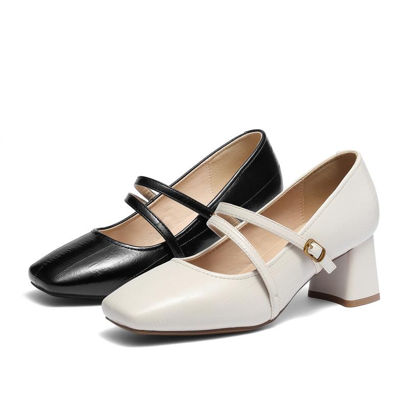 Senda Mary Jane Shoes Women's 26 Spring New Shopping Mall Same Style Coarse High Heel Shallow Mouth Single Shoes XZS01AQ6