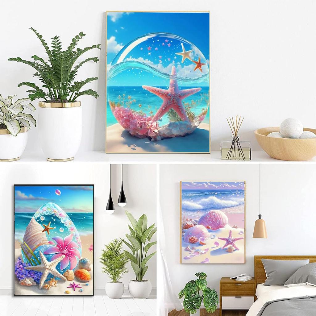 LEADINTOP 5D Алмазная мозаика Квадрат 4 Ракушка и Алмазная живопись Мозаика Популярный подарок для детей и Декоративное DIY рукоделие 30x40см Бусины, Детали, Морская звезда,