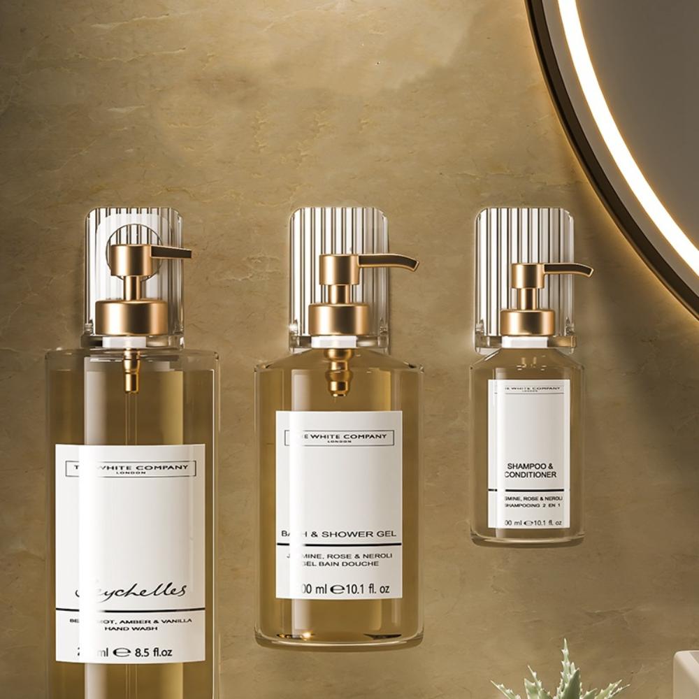 Adjustable Shampoo Bottle Holder Non-rust Hand Soap Wall Hanger Shower Gel Bottle Rack  Bathroom