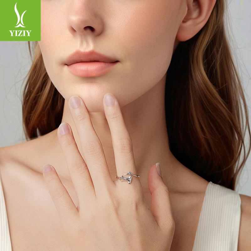 Cold Wind Hammerhead Shark Open Ring Men And Women S925 Sterling Silver Shark Ring Jewelry