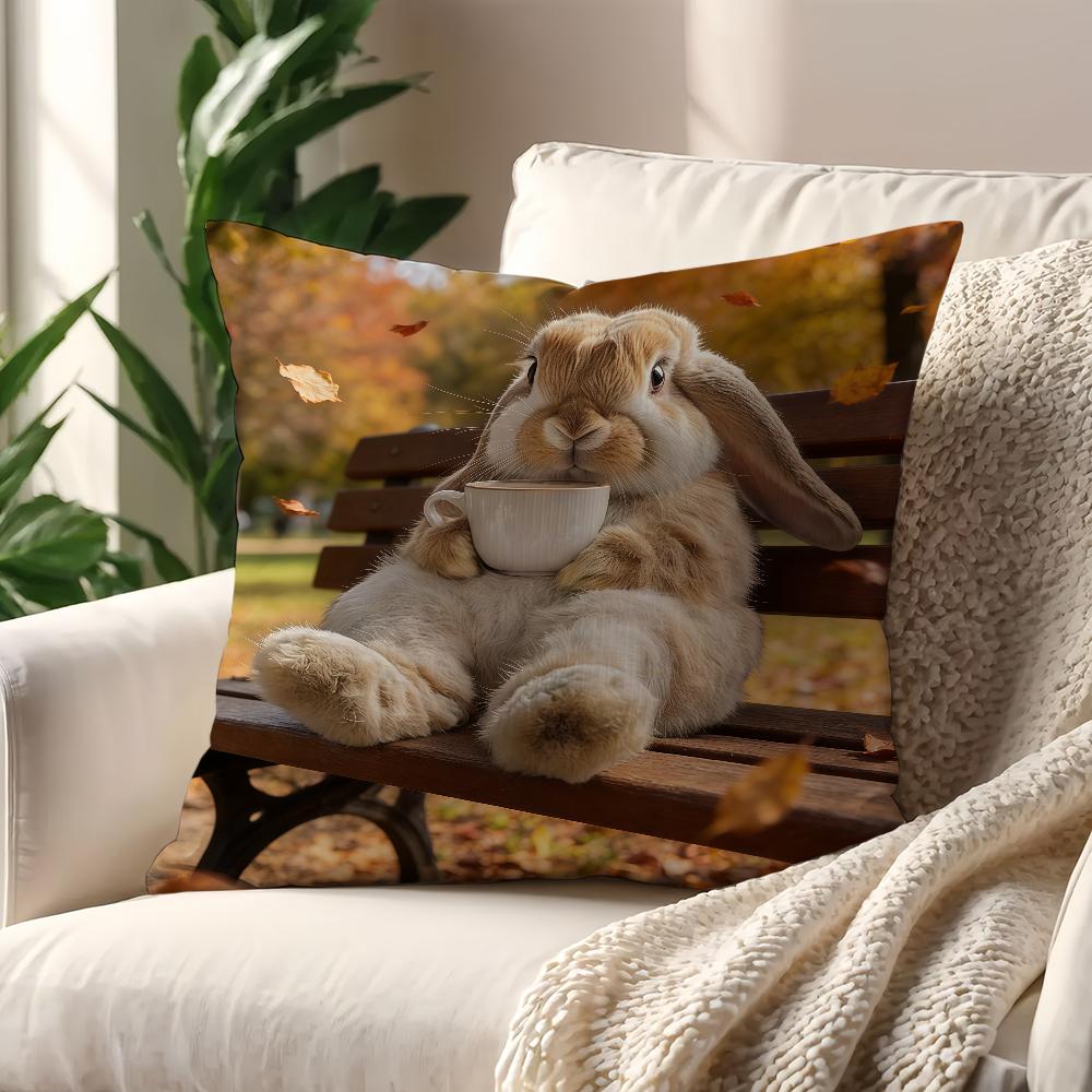 Rabbit Drinking Coffee cushion cover Best Home Office Coffee Pillow Sofa Printing Decoration Room Shop Car Nordic Simplicity Hit
