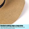 Women Straw Hat Wide Brim Lace-up Lightweight Quick-Drying Hat Hiking Sun Protection Hat Walking Neck