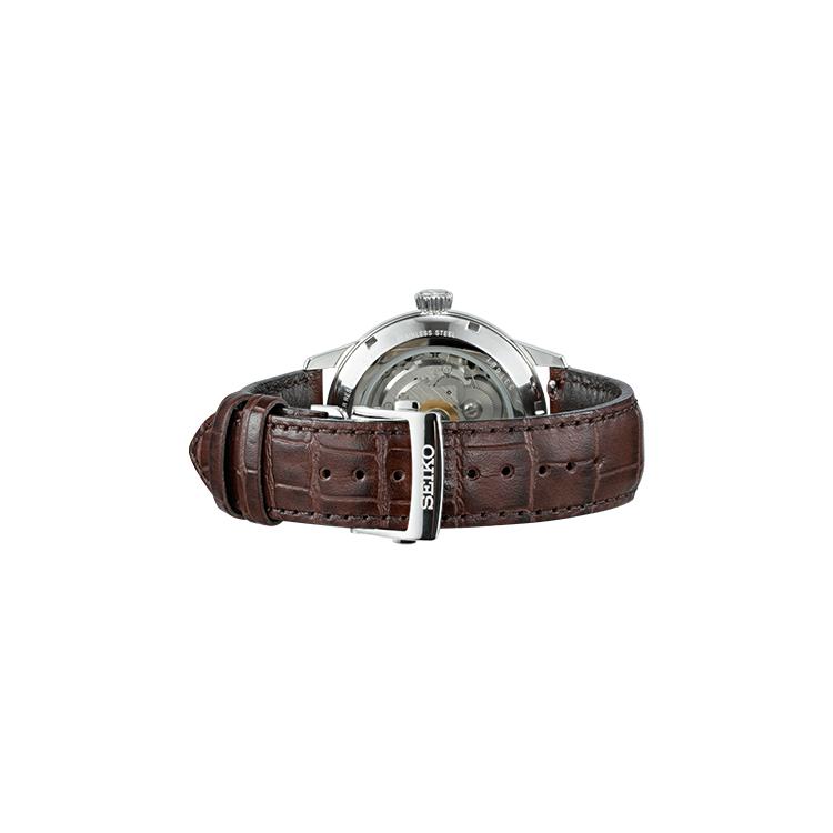 Seiko Мужские часы с механическим механизмом и кожаным ремешком, синий циферблат SRPK15J1