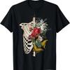 Skeleton Body Red Roses Flower T-Shirt