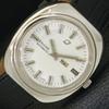 USED SWISS ENICAR AUTOMATIC 167 MENS DAY&DATE WHITE COLOR DIAL WATCH A432175-2 R110-a432175