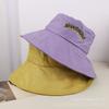 Letter embroidered fisherman hat women outdoor eaves sunshade sun hat leisure beach vacation sun hat