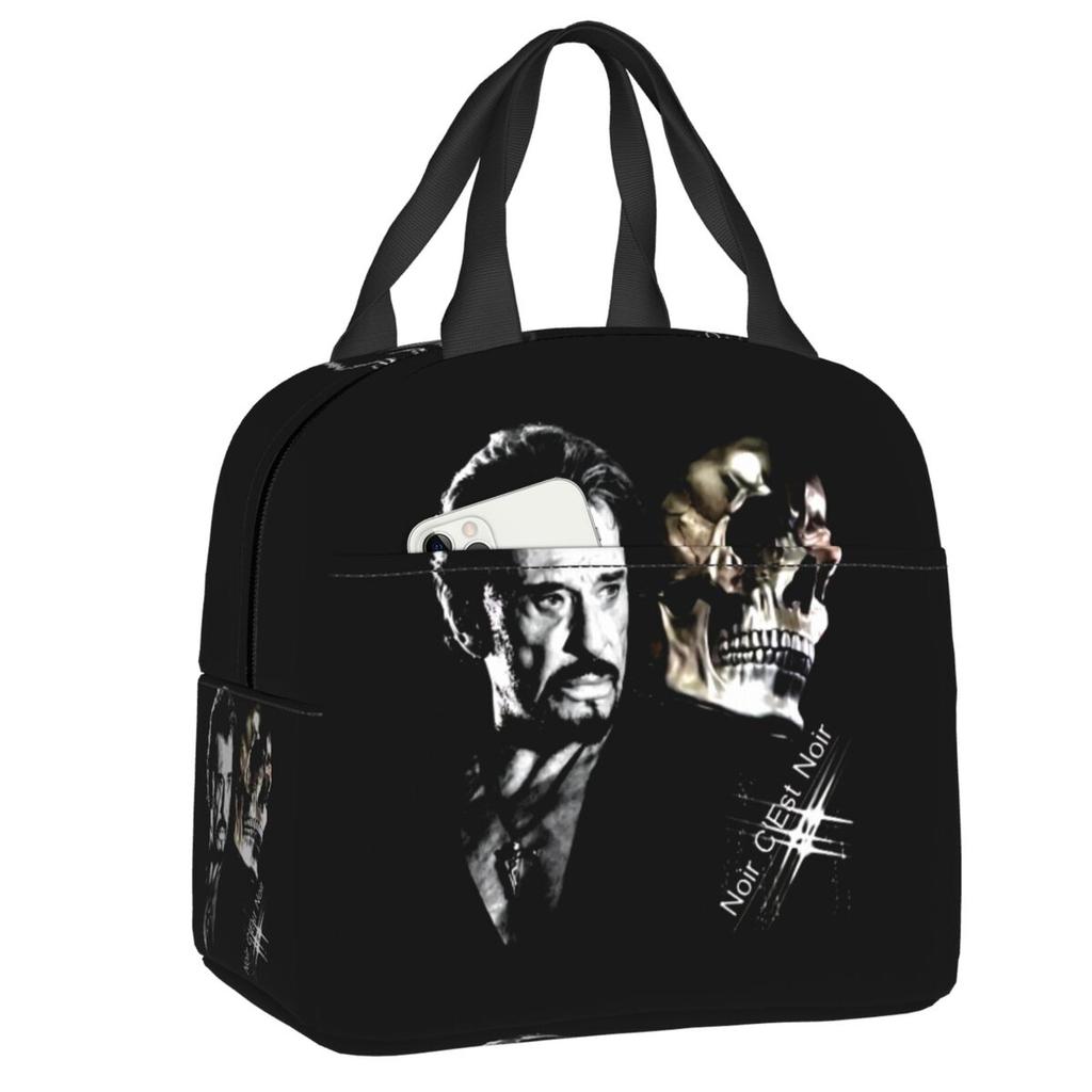 Custom Johnny Hallyday French Rock Singer Insulated Lunch Bag for Outdoor Picnic Resuable Cooler Thermal Bento Box Women Kids