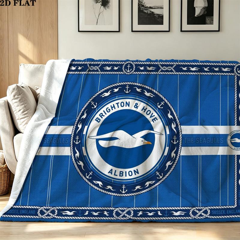Brighton & Hove Albion Print Flannel Blanket High Quality Warm Comfortable Cover for All Seasons Perfect for Gifts Home Decor