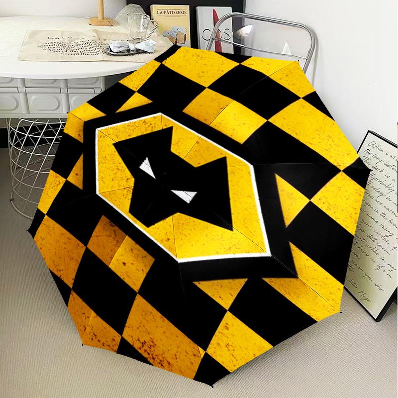 1PC Wolves Team Emblem Printed Umbrella Folding umbrella, automatic umbrella 8-Frame for Travel, camping Fan gifts Christmas Gifts